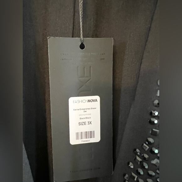 Fashion nova nova luxe NWT Karina suit set black beaded crystal gala wedding 3X - Picture 6 of 16